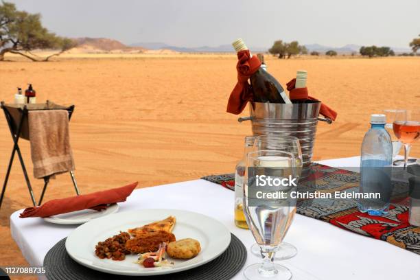 Lunch In The Beautiful Desert Sossusvlei Namibia Africa Stock Photo - Download Image Now