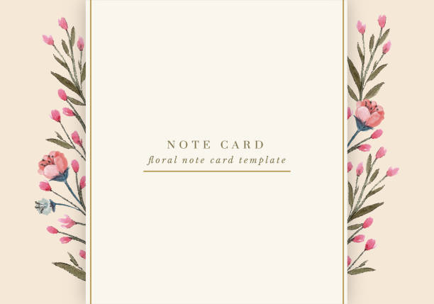 różowa wiosna kwiaty uwaga karta - thank you greeting card note you stock illustrations
