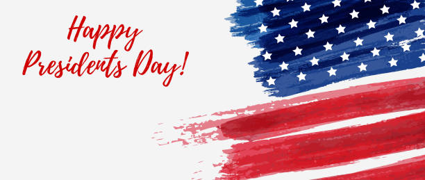 USA Presidents Day holiday background USA Presidents day background. Vector abstract grunge brushed flag with text. Template for horizontal banner. presidents day stock illustrations