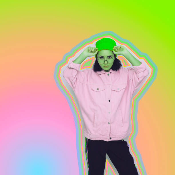 istock pretty alien girl in sunglasses and hat on pastel gradient background 1127090908
