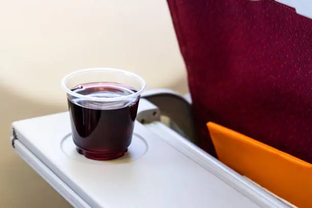 Consume too much red wine or  alcohol beverage in-flight causes dehydration when flying