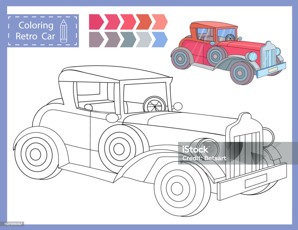 Tô Màu Bảng Tính Với Vẽ Của Chiếc Xe Retro Trẻ Em Câu Đố Hình Ảnh ...