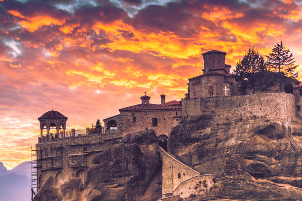 istock Sunset over Varlaam monastery in Meteora, Greece 1127095563