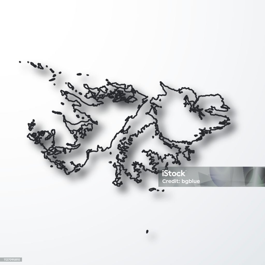 Ilustración de Mapa De Las Islas Malvinas Negro Contorno Con Sobre Fondo Blanco Vectores Libres Derechos de Abstracto - iStock