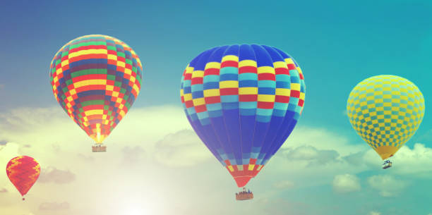 istock Spring sun Hot air balloons sunrise 1127095844