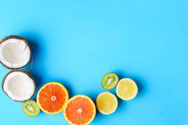 istock exotic fruits with copy space for text design 1127097740