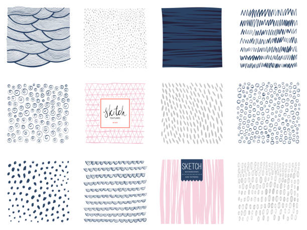 Sketch Backgrounds_01 Set of abstract square backgrounds and sketch dots textures. Vector illustration. natural pattern stock illustrations