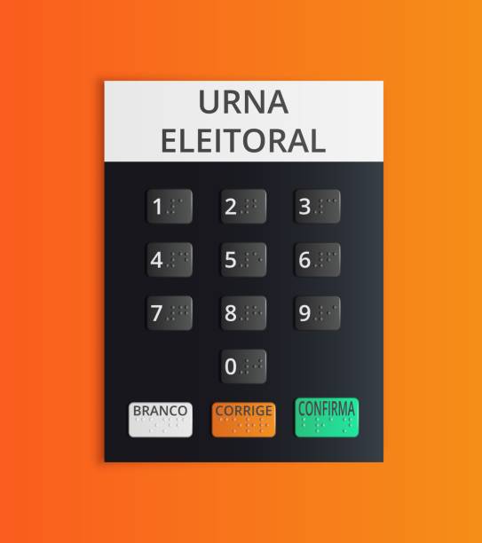 панель управления избирательной урной, где кнопки с шрифтом брайля - electoral stock illustrations