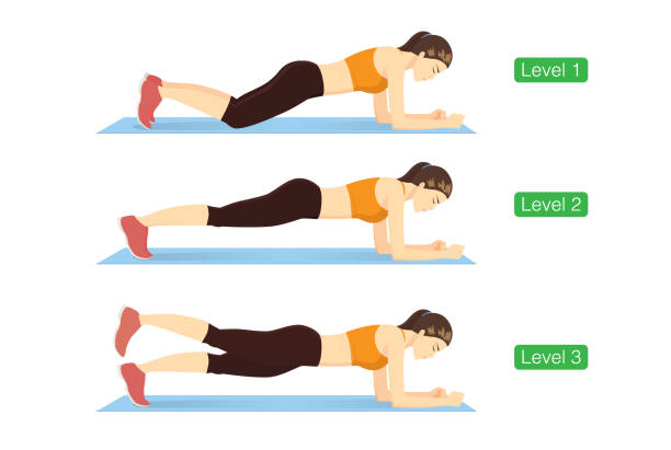 cijfer Voorkomen Duwen Different Levels Of Difficulty Of Doing The Plank Exercise Stock  Illustration - Download Image Now - iStock
