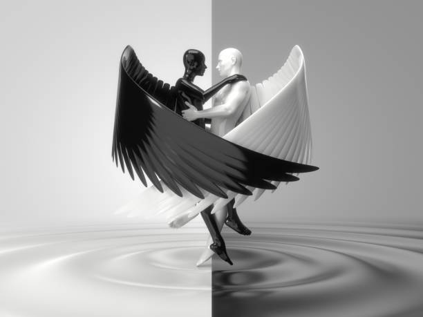 istock valentines day concept with angelic characters on liquid floor. 3d illustration 1127106149