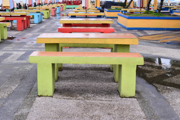 istock colorful bench in the cafe 1127106602