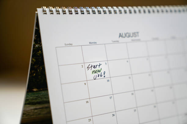 istock Start new job written on calendar 1127107854