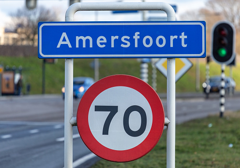 Built-up area signs of Nieuwerkerk at Ver Hitland hamlet in the Netherlands