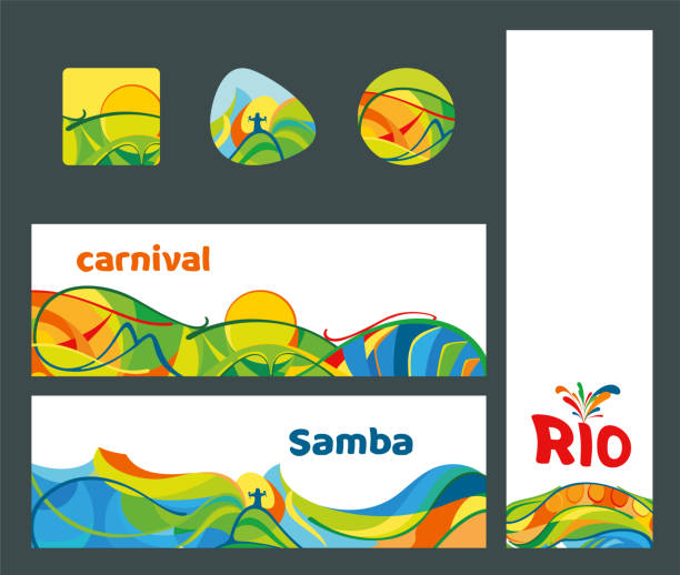 バナー、アイコン、リオ ・ デ ・ ジャネイロ カーニバル ベクトル図のセット - samba dancing点のイラスト素材／クリップアート素材／マンガ素材／アイコン素材