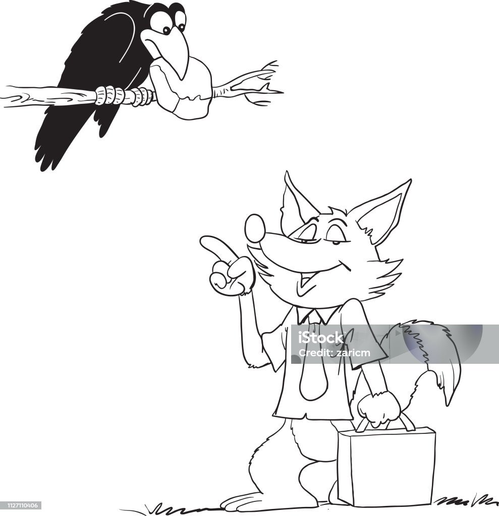 Comment Dessiner Un Corbeau Avec Un Fromage Renard Et Le Corbeau Avec Fromage Tenant Dans Bec Vecteur Vecteurs libres de droits et plus d'images vectorielles de Cartoon - iStock