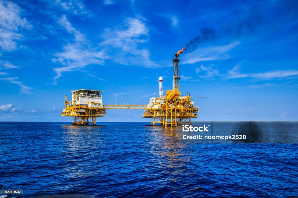 Offshore industrie olie en gas - Royalty-free Offshore platform Stockfoto