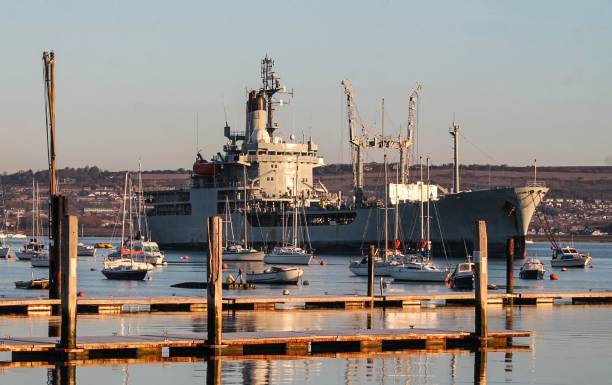 istock Old Naval Ships Moored in Gosport 1127114466