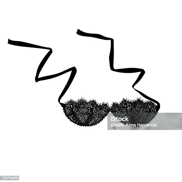 Women Bra Fashion Design Vector Lacy Black Female Bra Handdrawn Style Black Bra Icon Elegance Lingerie Illustration Lace Bra Perfect For Logo Logotype Invitation Greeting Card Poster Etc Stock Illustration - Download Image Now