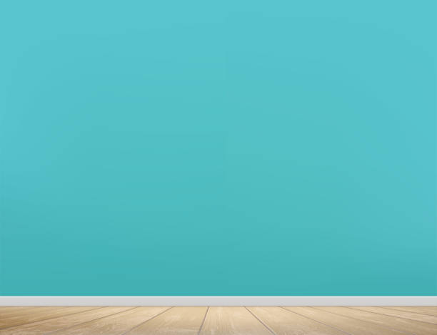 istock Empty room with wooden floor and green walls. Modern interior. 1127115624