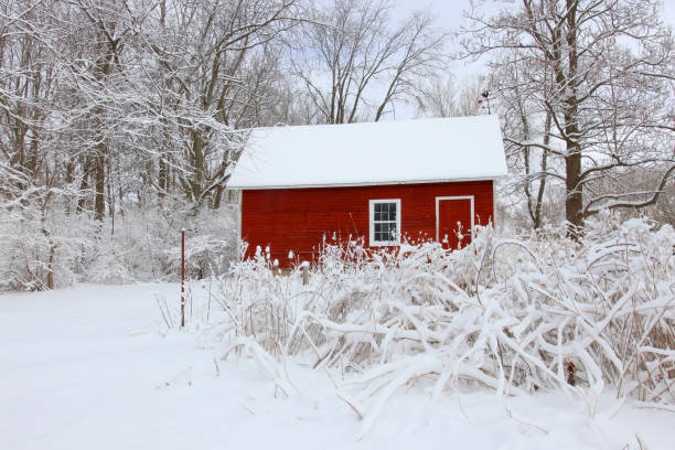 istock Beautiful winter snowy day after blizzard nature background. 1127124187