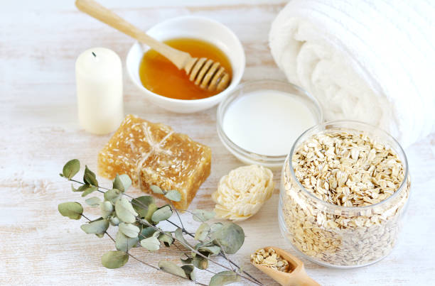 istock Natural Ingredients for Homemade Body Face Scrub Oat 1127125128