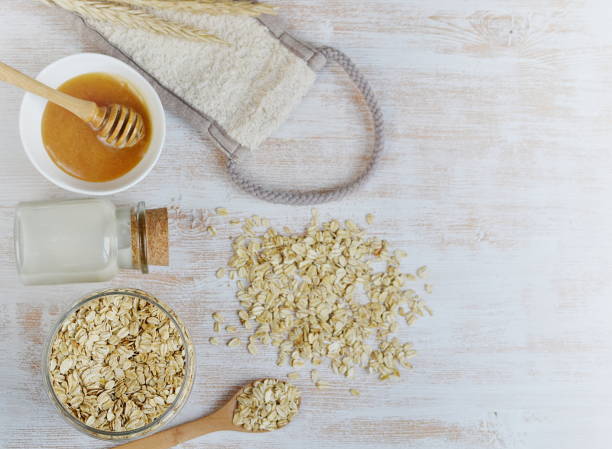 istock Natural Ingredients for Homemade Body Face Scrub Oat 1127125191