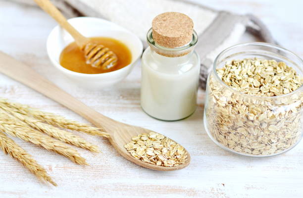 istock Natural Ingredients for Homemade Body Face Scrub Oat 1127125236