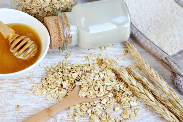 istock Natural Ingredients for Homemade Body Face Scrub Oat 1127125241