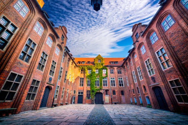 Gothic Town Hall courtyard in Torun, Poland