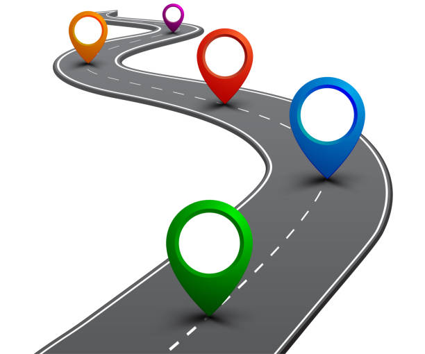 istock Road with GPS navigation. Car road, street, highway roadmap infographics – stock vector 1127125528