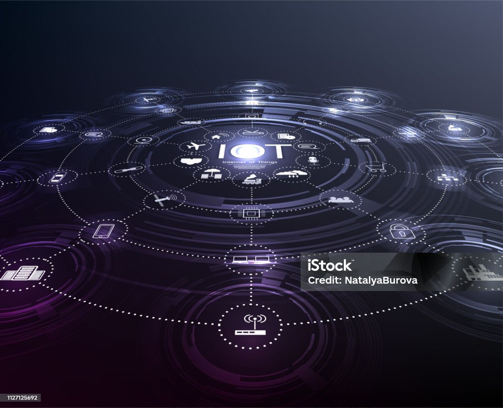 Internet of things (IoT) and networking concept for connected devices. Spider web of network connections Internet of things (IoT) and networking concept for connected devices. Internet of Things stock vector