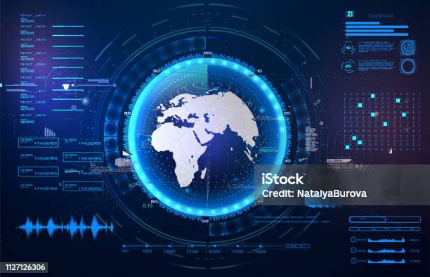 Fantastic Abstract Background With Different Elements Of The Hud Abstract Set With Hud Radar Stock Illustration - Download Image Now