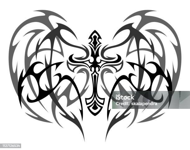 Tattoo Winged Cross Stock Illustration - Download Image Now - Celtic Style,  Christmas Ornament, Eagle - Bird - iStock