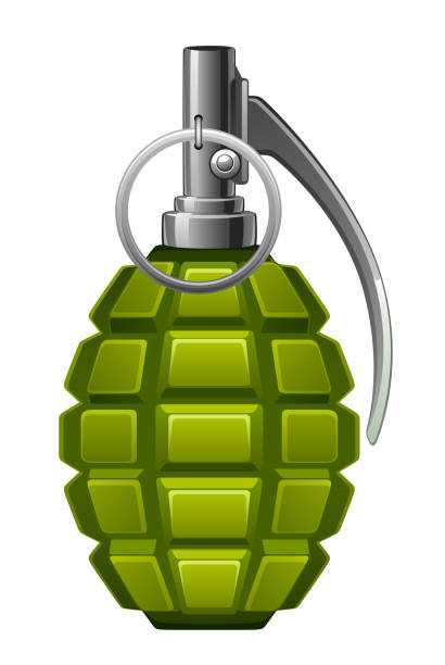 Green grenade Green grenade on a white background throwing grenade stock illustrations