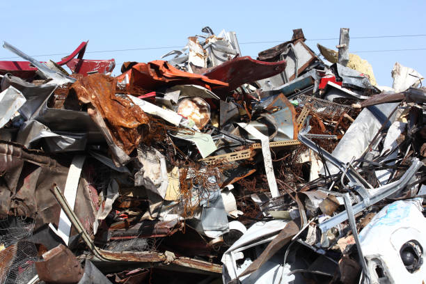istock Scrap metal pile junk yard waste for recycling environment 1127127535