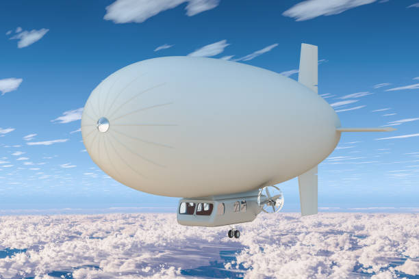 Computer generated 3D illustration with a fantasy airship over the clouds