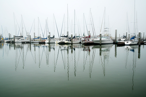 Foggy Day it the Corpus Christi Marina in Texas