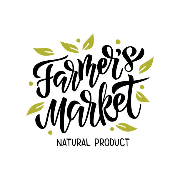 farmers market schriftzug - farmers market stock-grafiken, -clipart, -cartoons und -symbole