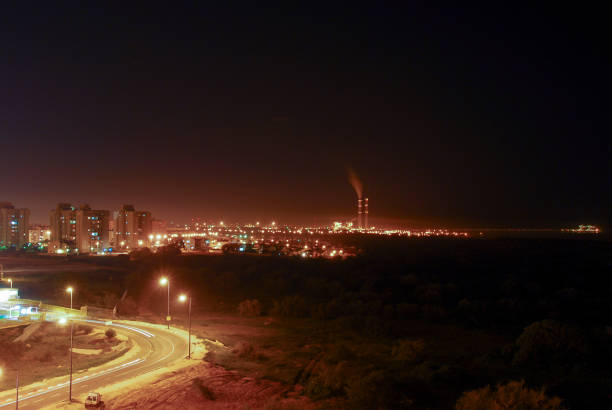 View of Gaza from Ashkelon, Israel at night. Ashkelon is located only 13km from Gaza and within rocket attack range.
