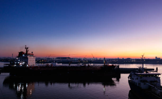 istock Rotterdam port in sunrise 1127131630