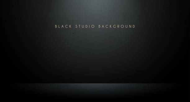 illustrazioni stock, clip art, cartoni animati e icone di tendenza di sfondo studio nero - black wall showing light