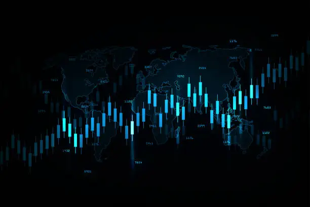 Vector illustration of Business candle stick graph chart of stock market investment trading, Bullish point, Bearish point for business and financial concepts, reports and investment. Vector illustration