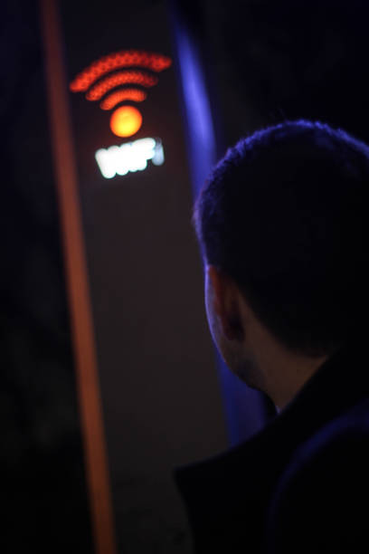 istock Free wifi zone on street neon light 1127135711