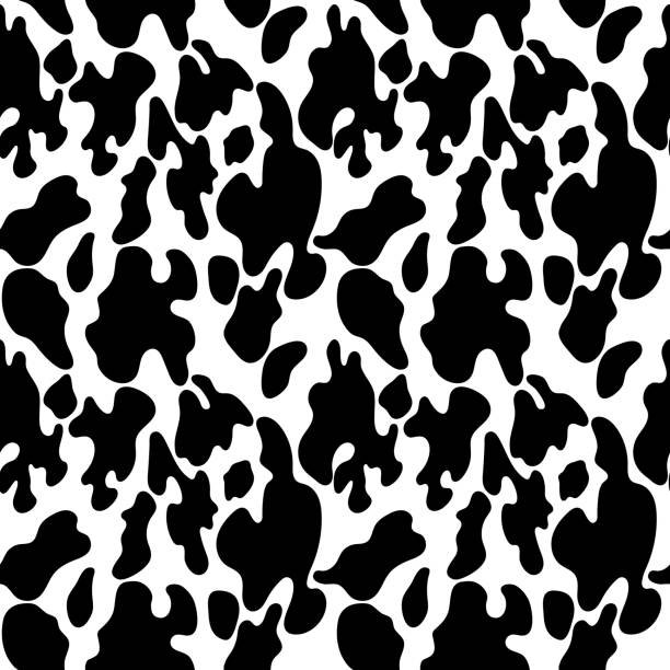 illustrazioni stock, clip art, cartoni animati e icone di tendenza di modello senza cuciture con stampa mucca - cute cow vector animal