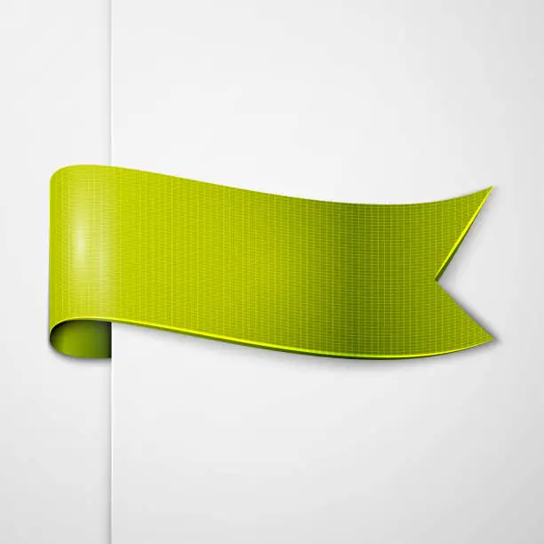 Vector illustration of Realistic shiny green-yellow ribbon isolated on white background. With space for text. Vector illustration