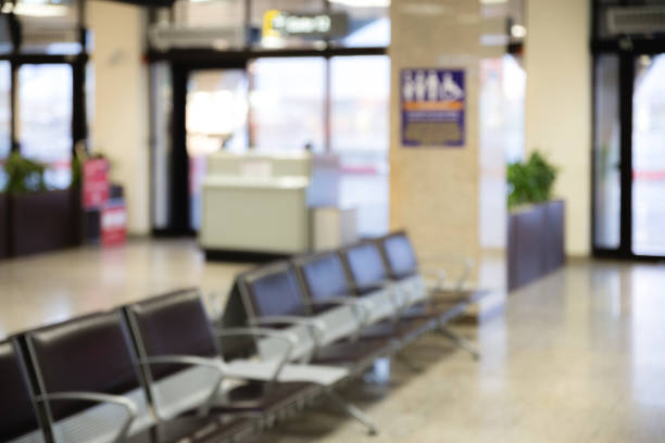 Blurred airport departure gate