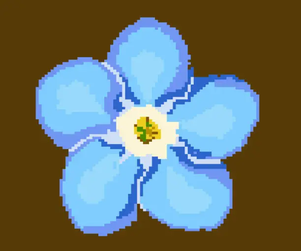 Vector illustration of Pixel illustraton of the flower.