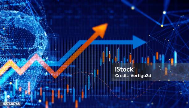 Business Trends Graphs And Charts Stock Photo - Download Image Now - Stock Market and Exchange, Stock Market Data, Moving Up