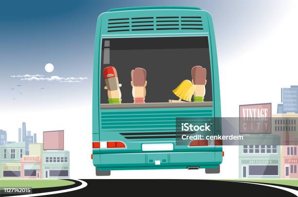 Intercity Bus Stock Illustration - Download Image Now - Bus, Rear View, Passenger