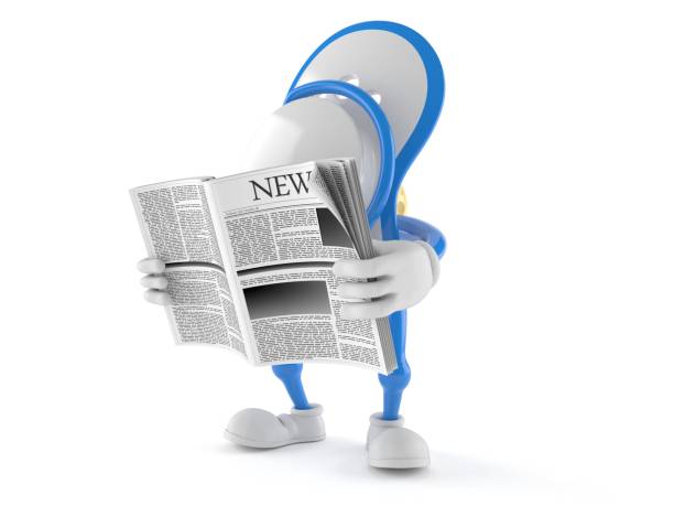 istock Baby dummy character reading newspaper 1127142404